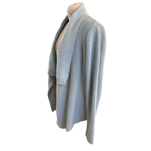Charter Club Cardigan Open Front Shawl Collar Sz. L Metallic Threads Lt. Blue - Picture 9 of 13